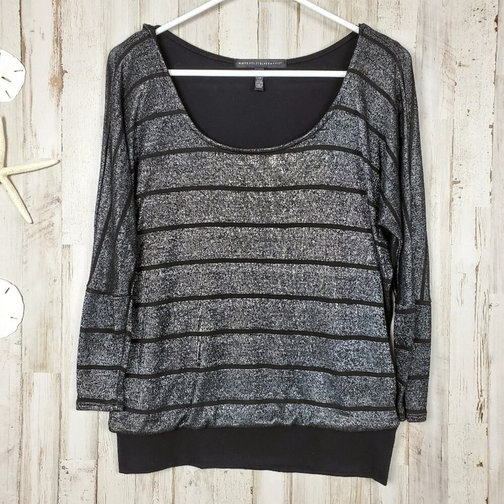 White House Black Market Layered Blouse Black Size Small